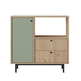 Hanah Home RE1-SY Armario Multiusos Roble y Verde 88x85x35.5cm Mobiliario para el Hogar